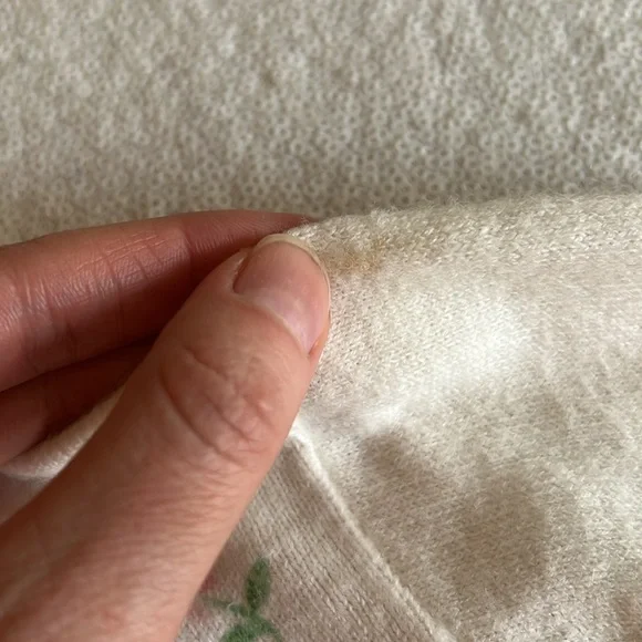 Vintage 1950s 1960s Vintage Cardigan with Pink Floral Design - Kids Child - Picture 9 of 10